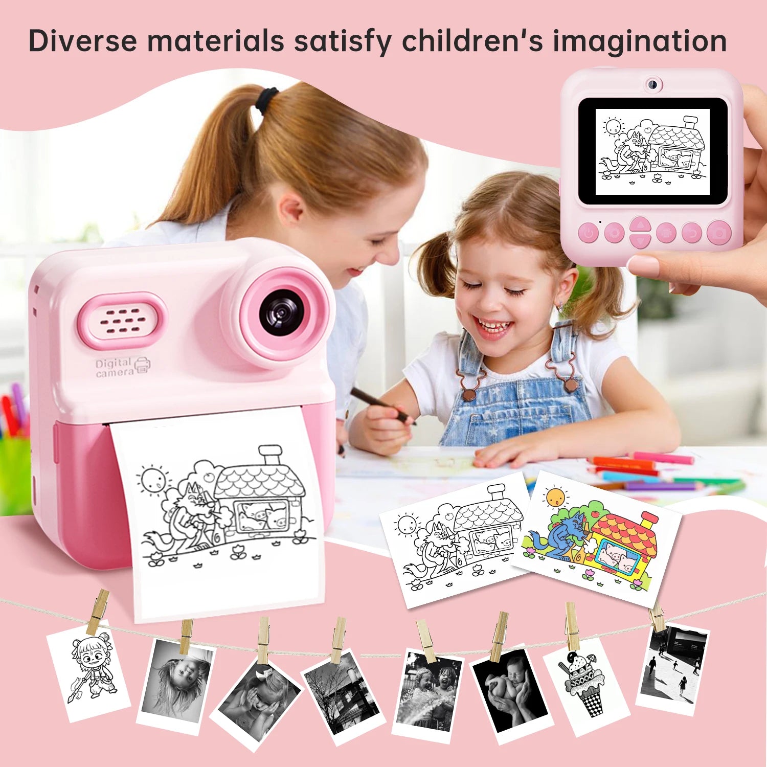 Neue Kinderkamera Mini Sofortdruck 1080P HD 64G