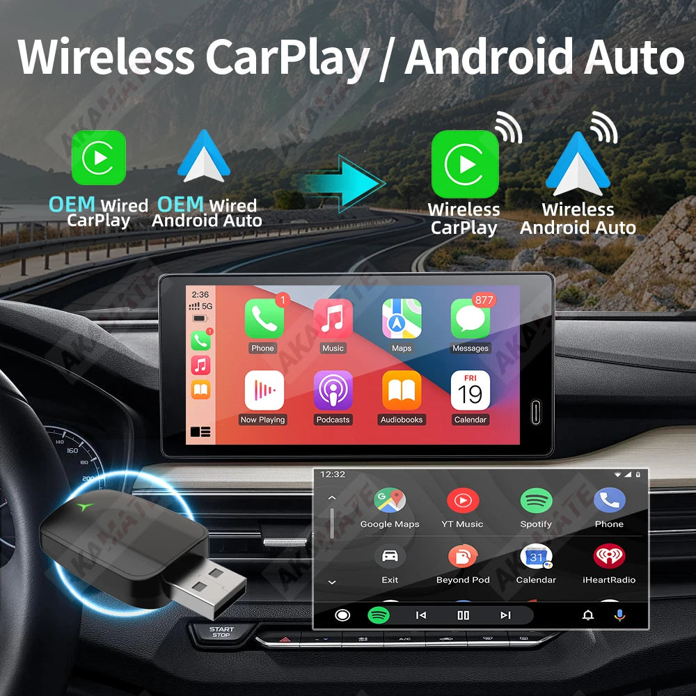 Kabelloser 2-in-1 CarPlay & Android Auto Adapter