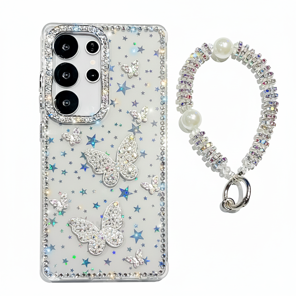 Luxury Star Glitter Butterfly Case for Samsung S25