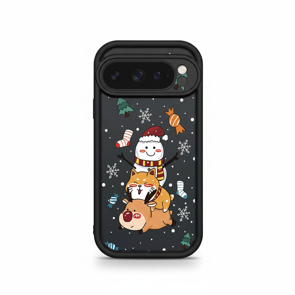 Soft Christmas TPU case for Google Pixel 8 and 9 series, shockproof, flexible, non-slip, durable, perfect fit, festive silicone case