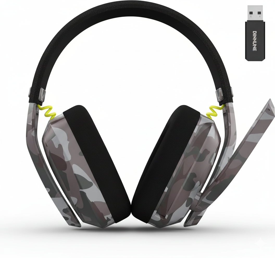 Casque de jeu sans fil BINNUNE 2,4 GHz
