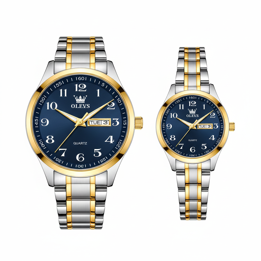 Luxus Herren-Uhr – Edelstahl Quarz Armbanduhr mit Kalender, Wochentag Anzeige und Wasserdicht