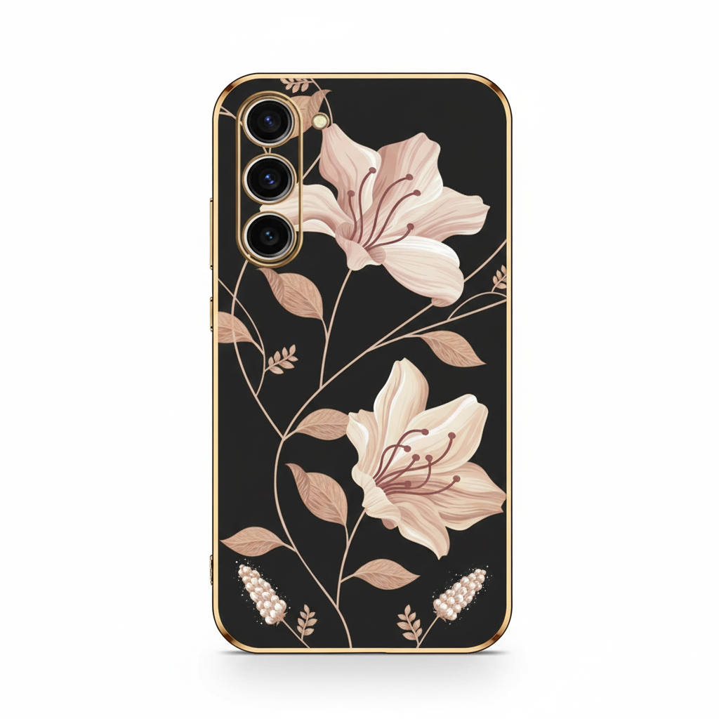Silicone case for Samsung Galaxy S24 with floral pattern