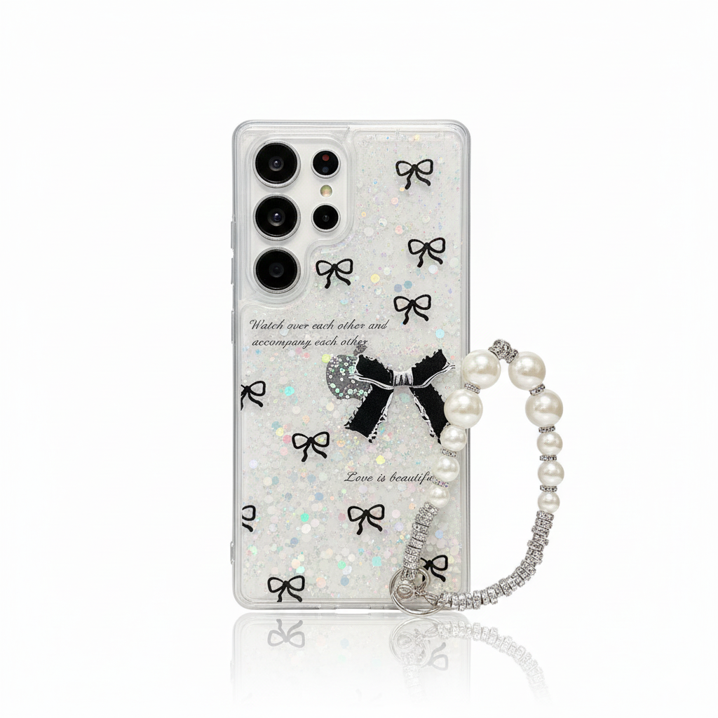 Bling Glitzer Hülle mit Schleife für Galaxy S25 Ultra