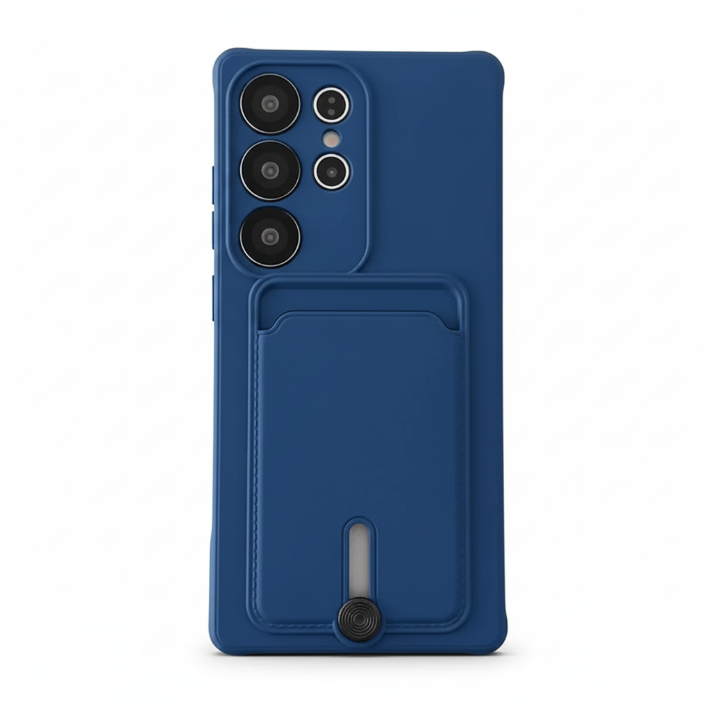 Soft silicone card holder case for Samsung S25 S24 Plus