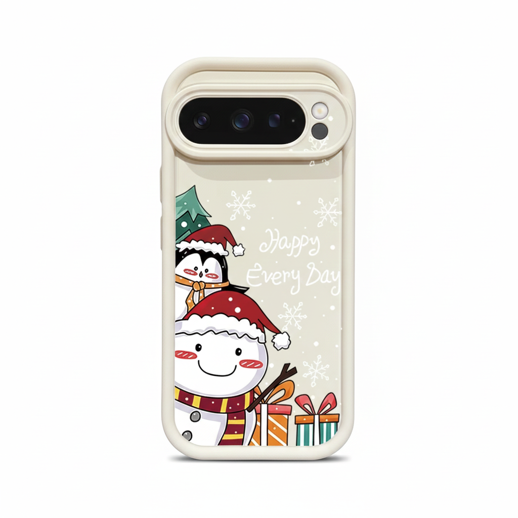 Christmas silicone case for Google Pixel 7 and 8, shockproof and flexible with snowman and reindeer design, robust protection for winter and everyday use