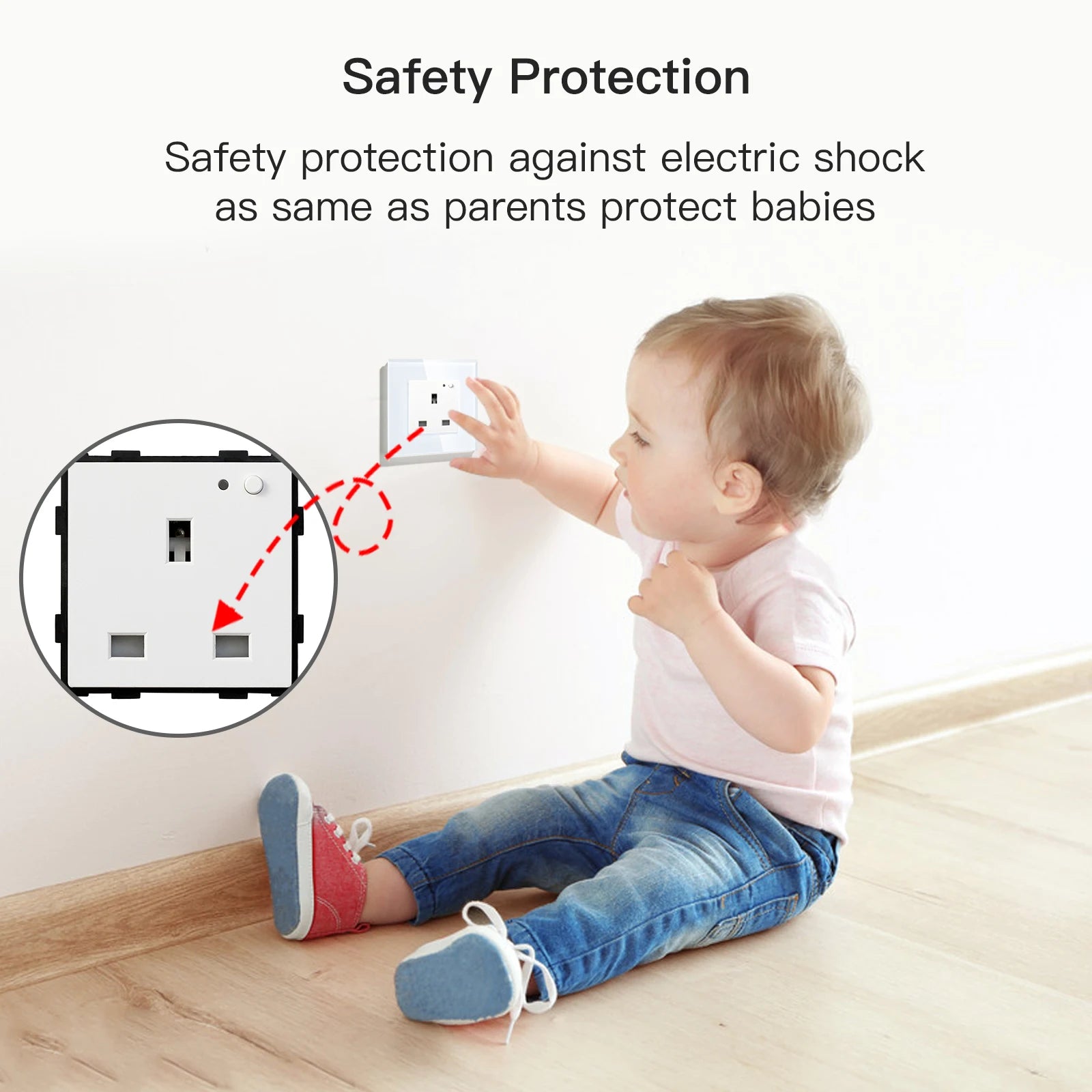 UK wall socket glass panel smart 13A