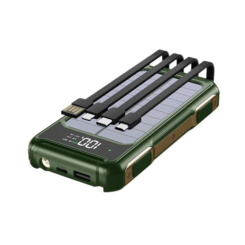 20000 mAh Solar Powerbank mit Kabel & Display