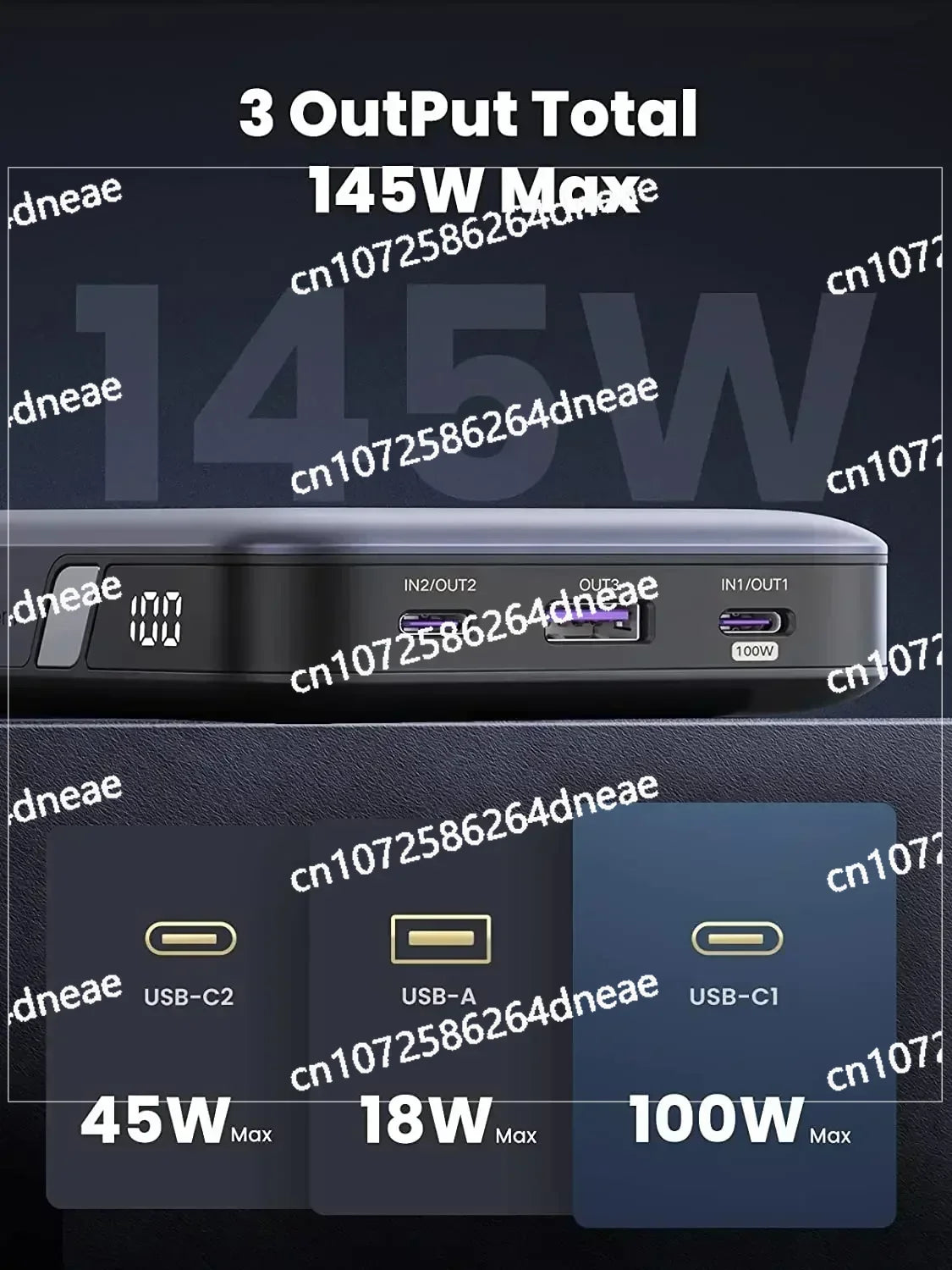 Leistungsstarke Powerbank 25000mAh 145W Schnellladung