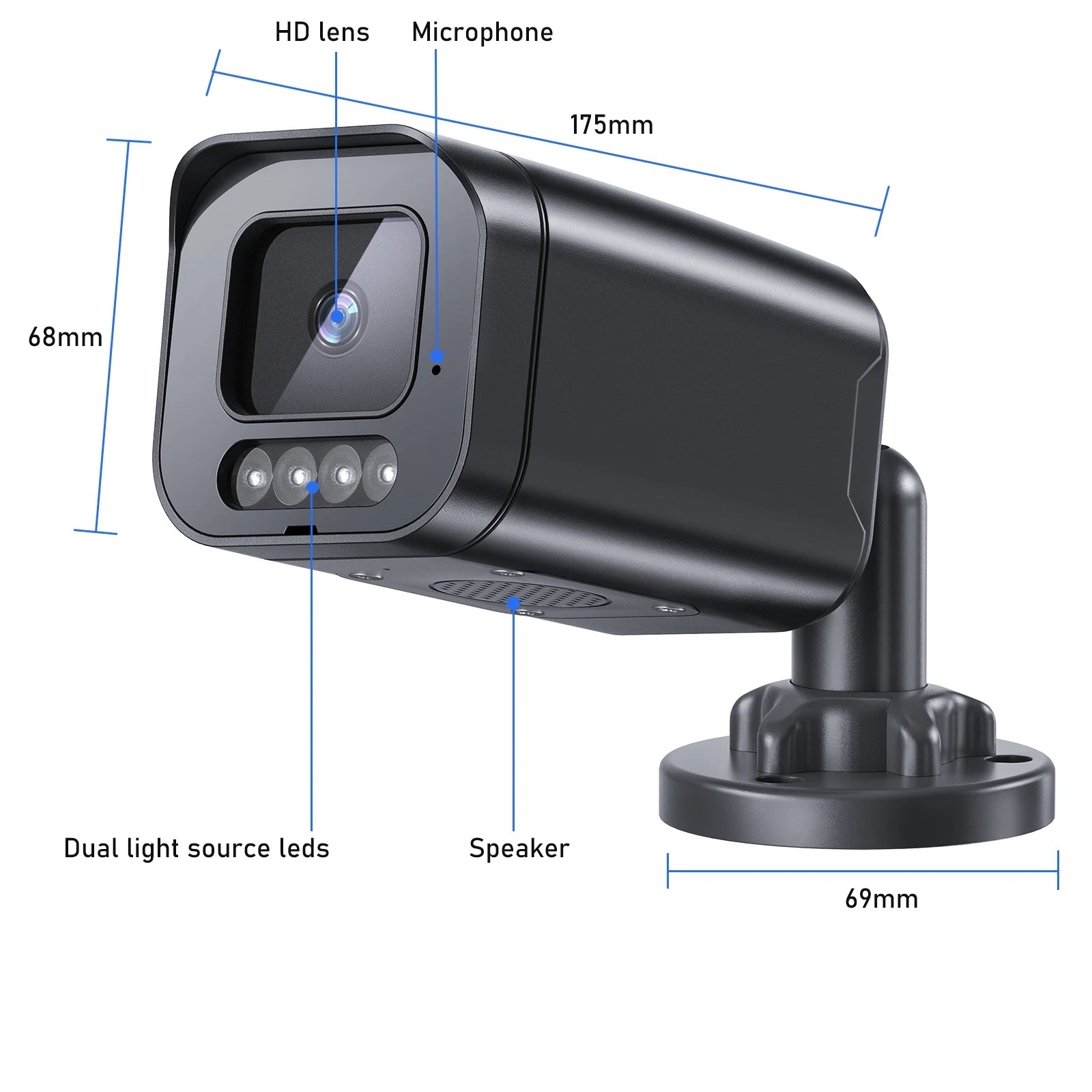 4K 8MP POE Außenkamera mit Audio & Nachtsicht Farbe