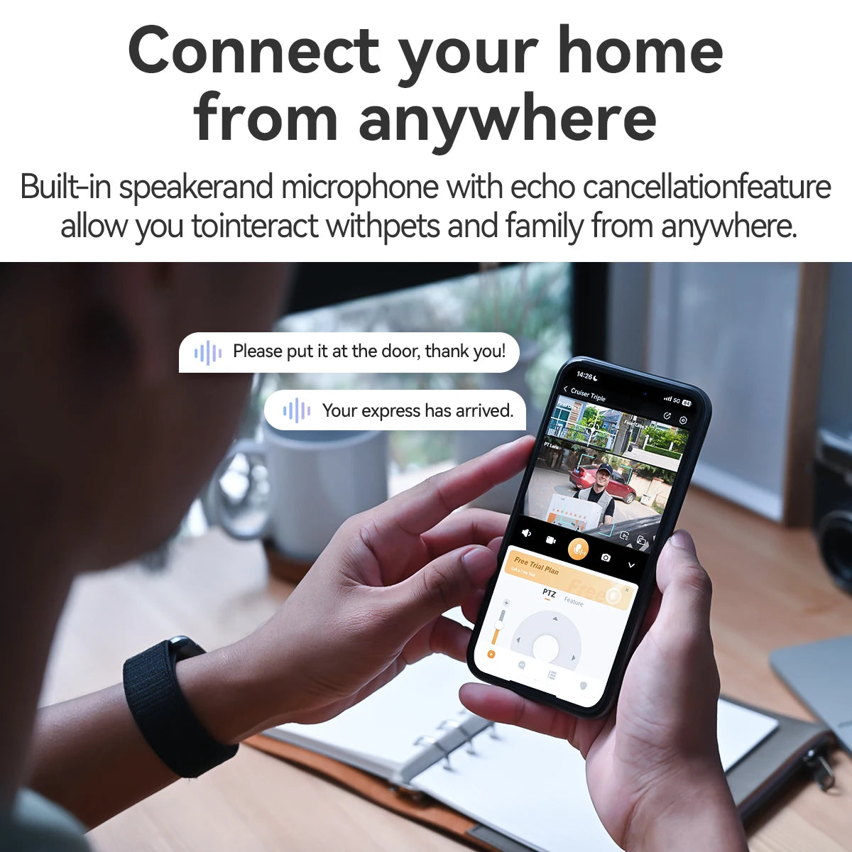 3-fach Objektiv PTZ WiFi Außenkamera mit Warnlicht