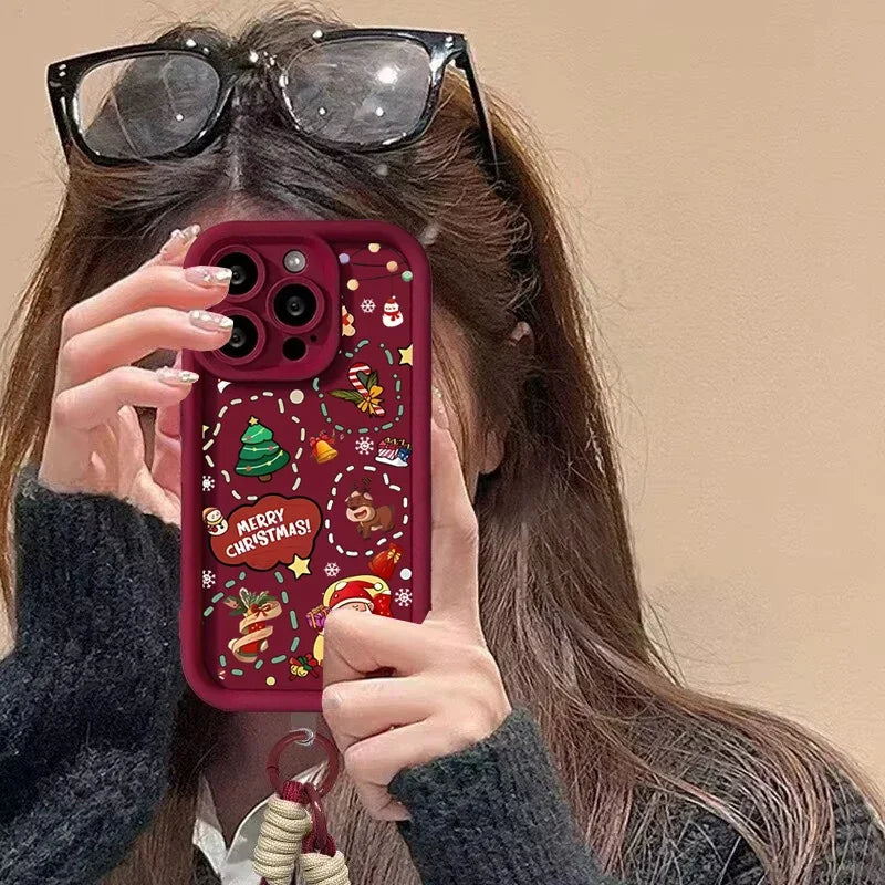 Süße Weihnachts-Handyhülle mit roter Kette für Pixel