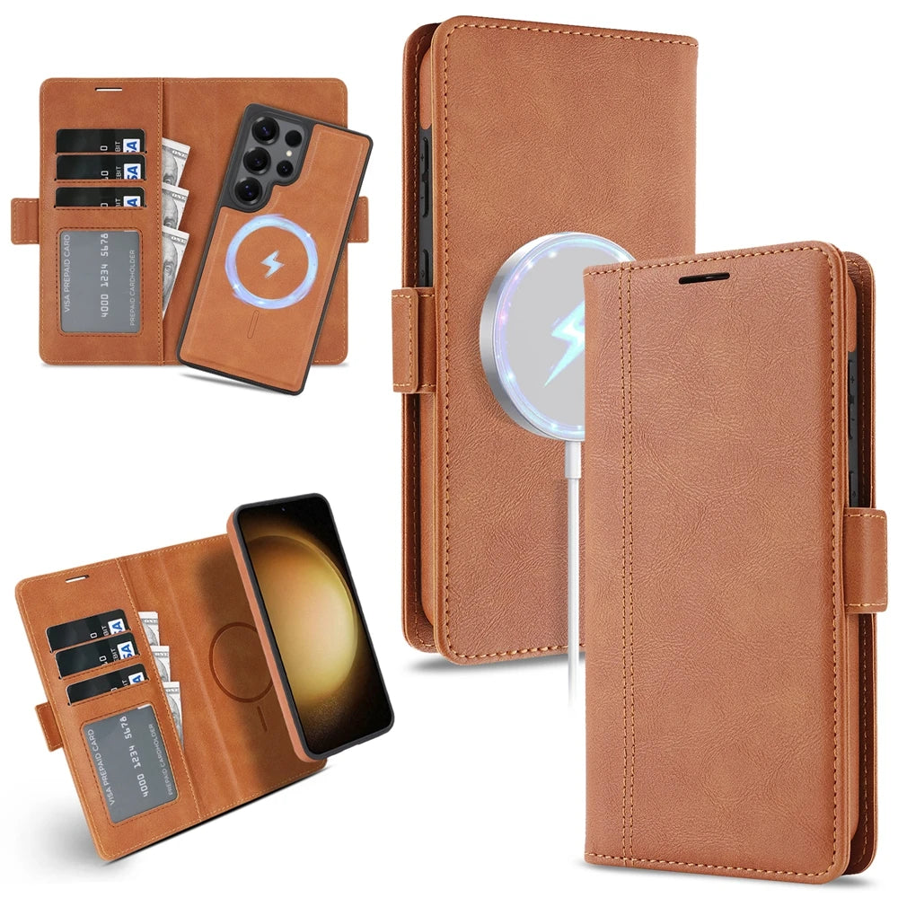 2-in-1 Leder Wallet Hülle für Galaxy S25 Ultra