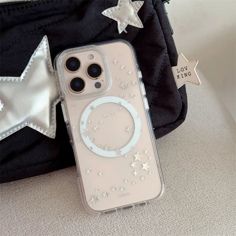 Modische Bling Glitzer Stern Magnet Hülle für iPhone 17 Pro