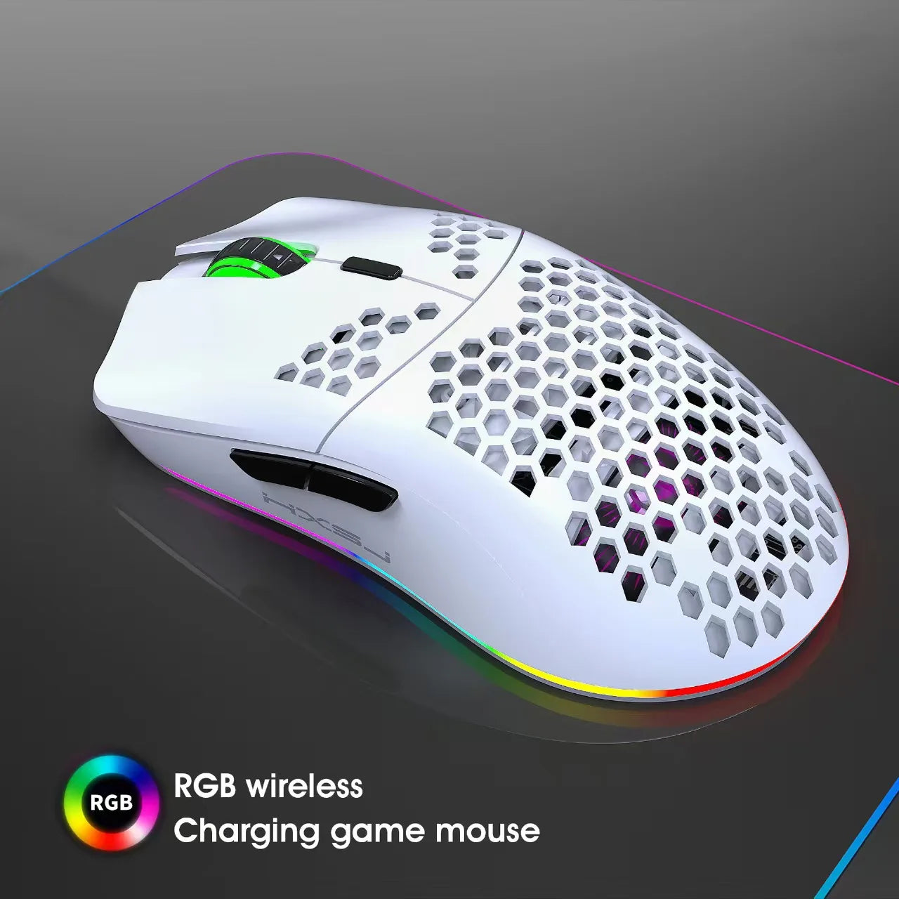 Kabellose Maus mit Wabendesign, wiederaufladbar