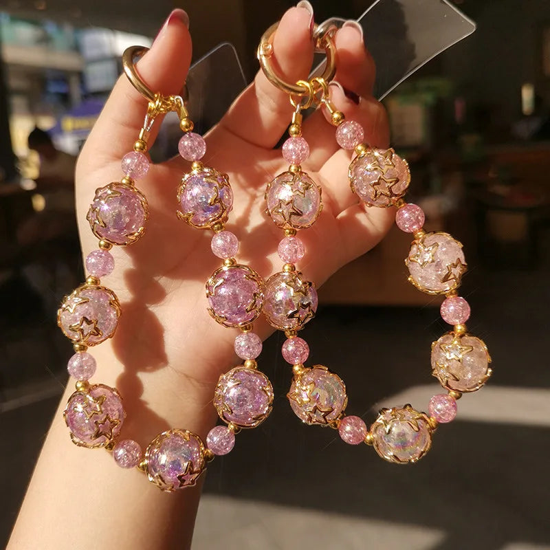 Kurzes Handgelenk Lanyard Sternen Himmel Perle Damen