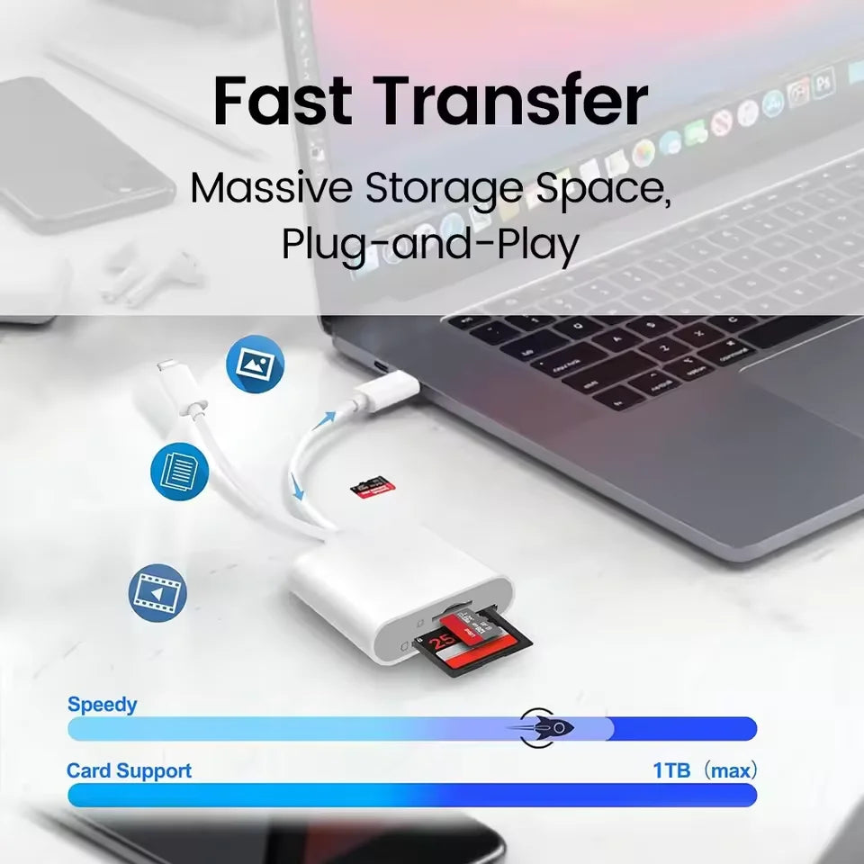 Dual-Port SD TF Kartenleser Lightning Typ-C Adapter