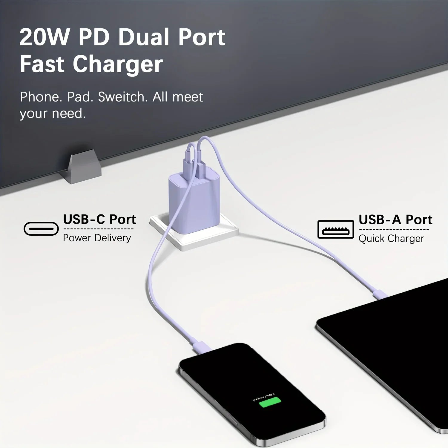20W USB-C Schnellladegerät Dual-Port