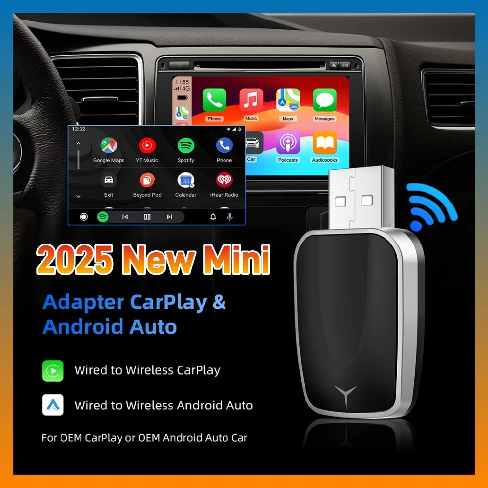 2-in-1 AI Box Mini Adapter CarPlay Android Auto