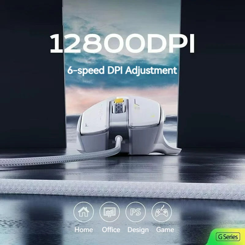 Kabelgebundene Gaming-Maus mit RGB 12800 DPI, 6 Tasten