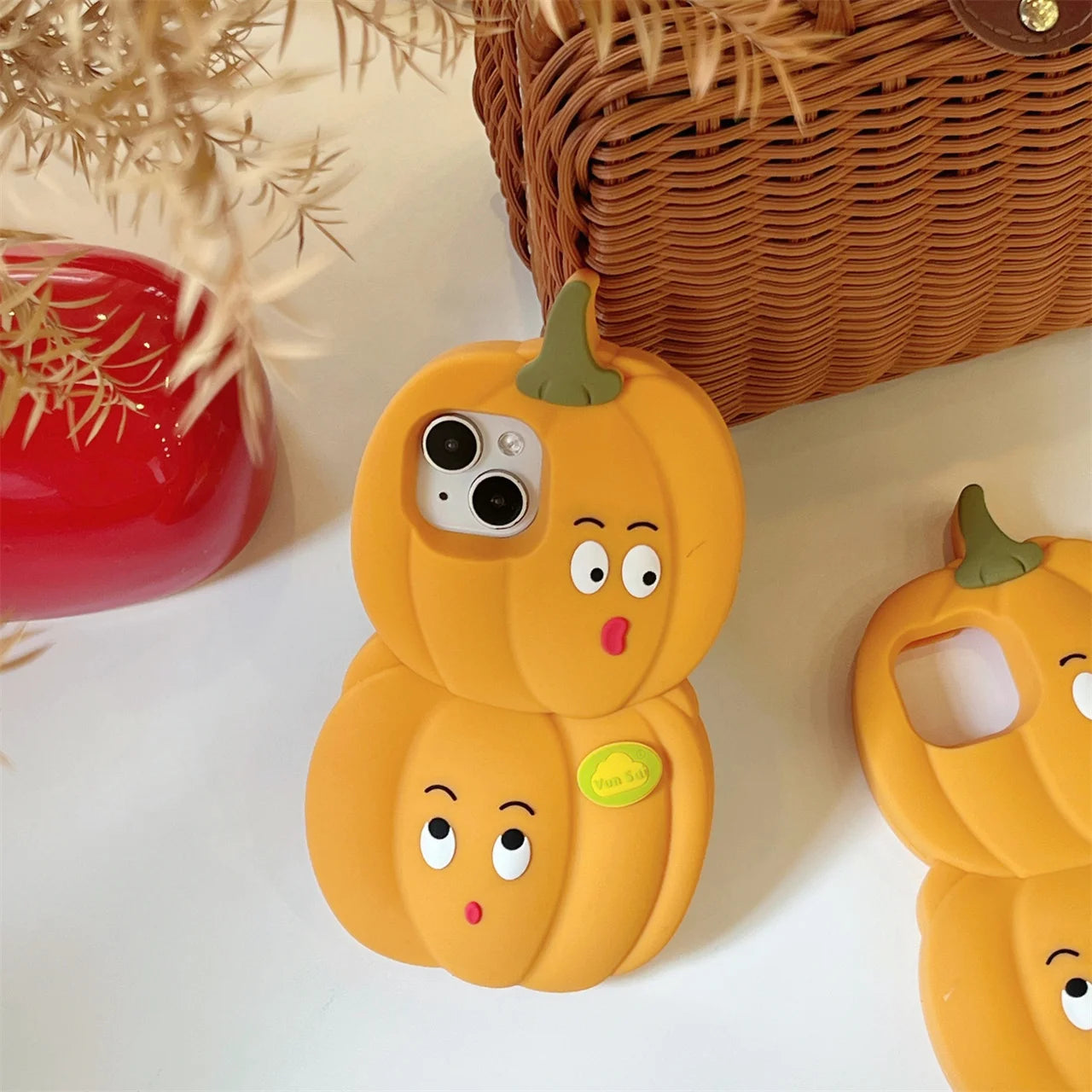 3D Kürbis Cartoon Hülle iPhone Silikon stoßfest