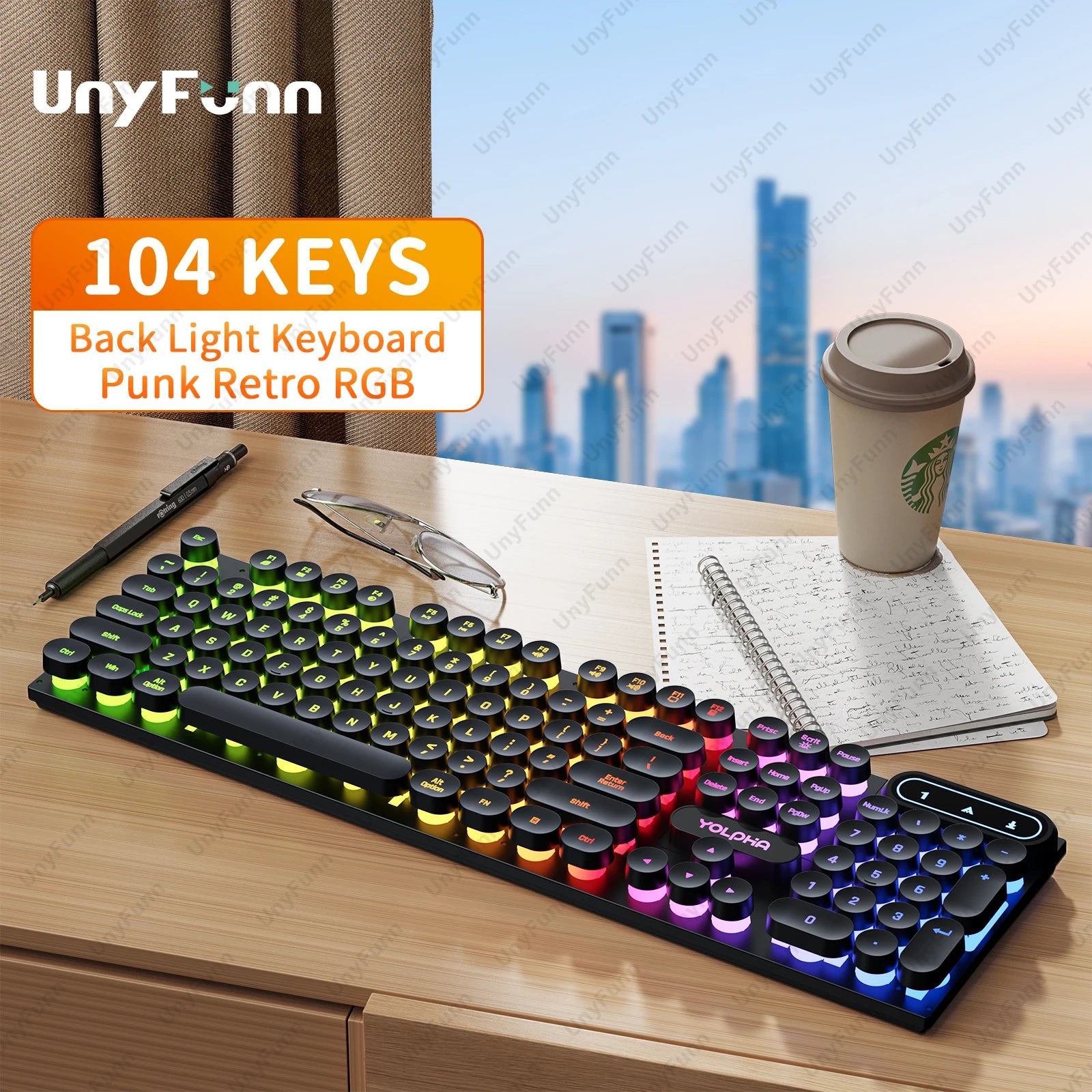 104-Tasten Gaming Tastatur RGB