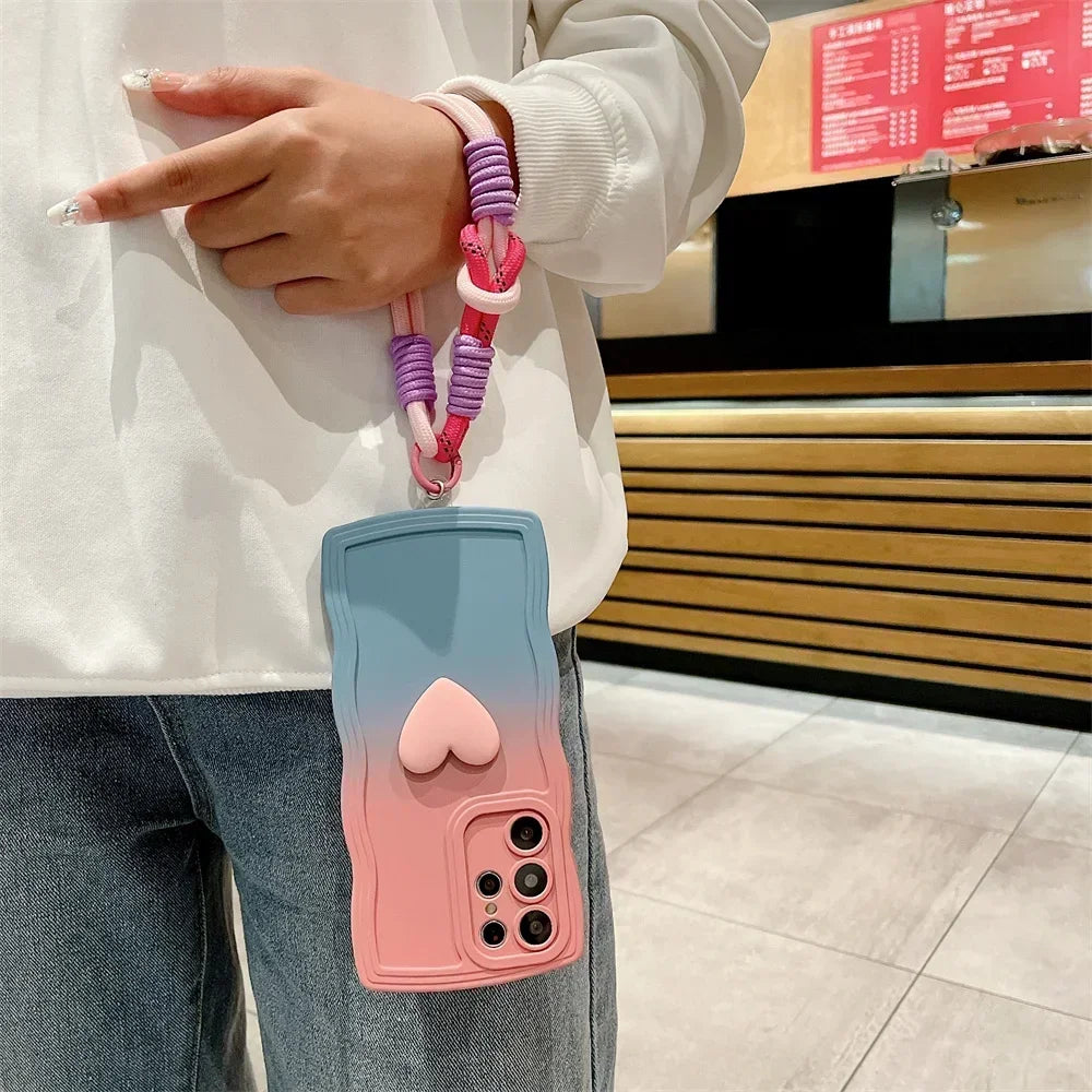 Gradient Wave Lanyard Hülle mit Herzgriff