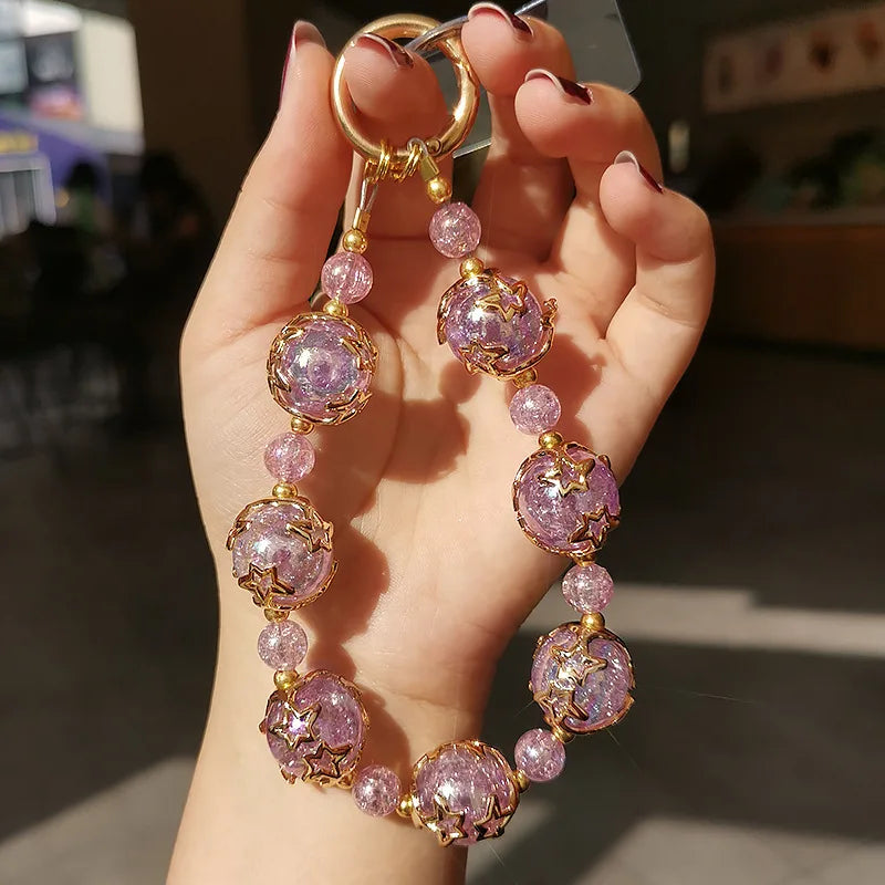 Kurzes Handgelenk Lanyard Sternen Himmel Perle Damen