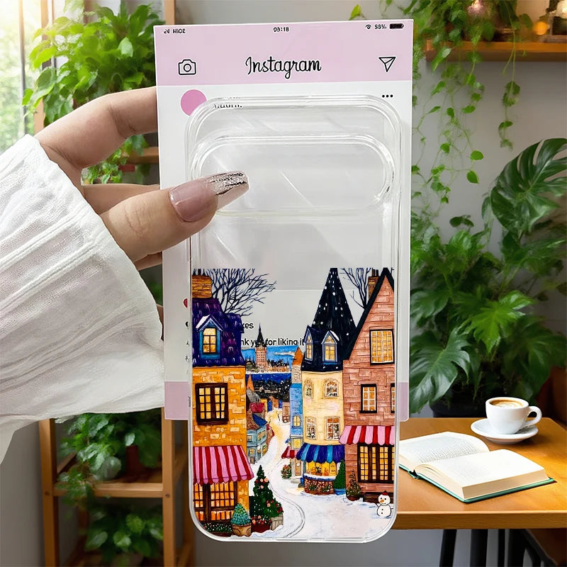 Beautiful winter phone case with Christmas landscape for Google Pixel
