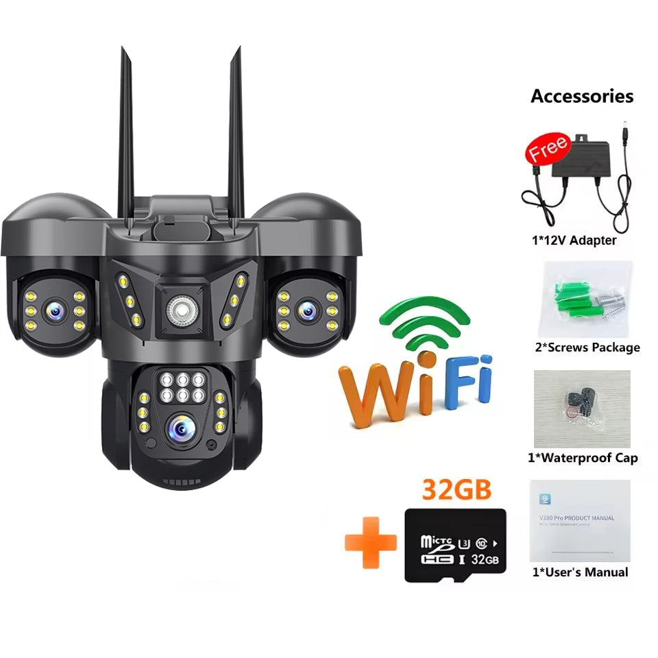 12MP 6K IP Kamera Außen mit 3 Linsen & PTZ