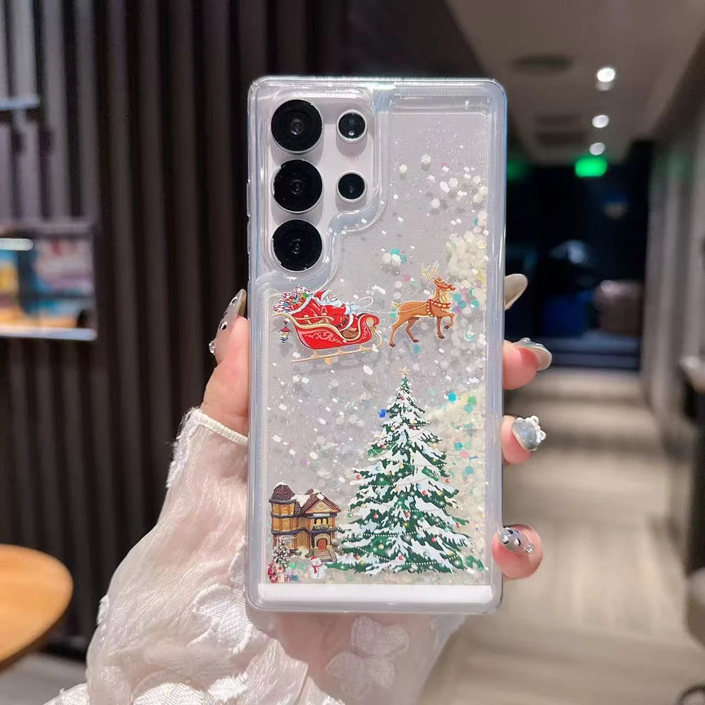 Weihnachts Glitzer Flüssig Hülle für Samsung S25