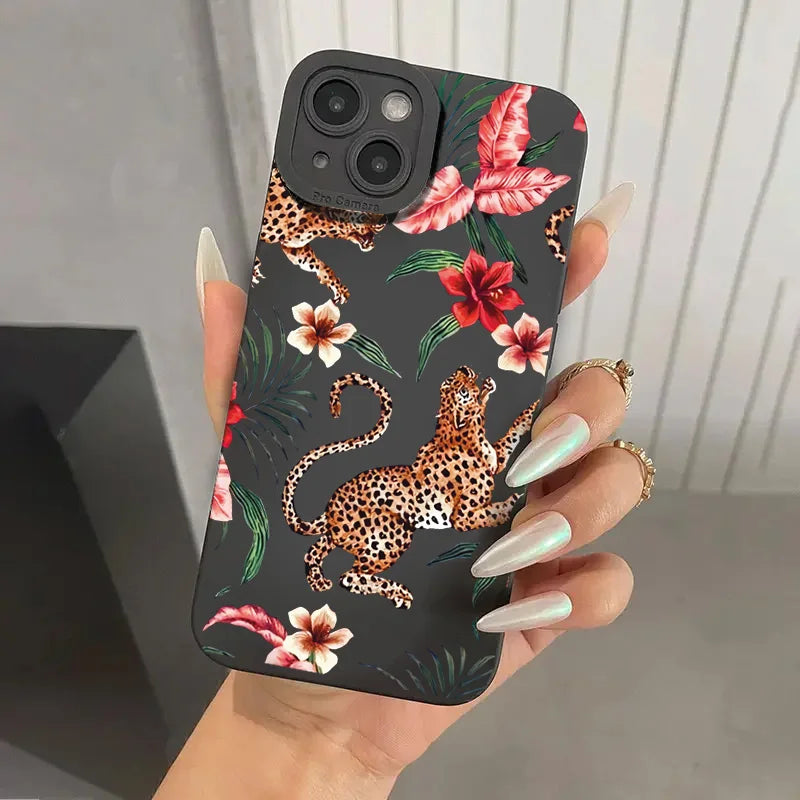 Floral Leopard Silikonhülle iPhone
