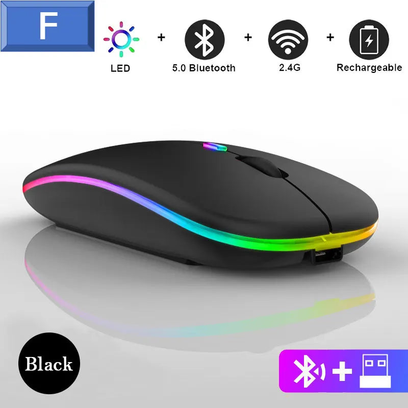 Leise Bluetooth-Maus mit LED, 2.4G, tragbar & präzise