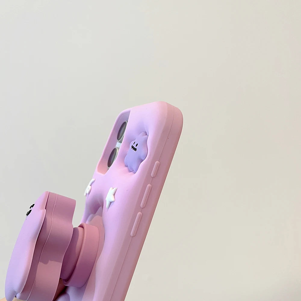 3D Cartoon Mirror Case with Stand for iPhone