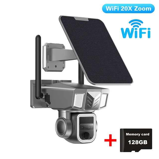 8MP WiFi Solar Dual-Kamera 20X Zoom Outdoor