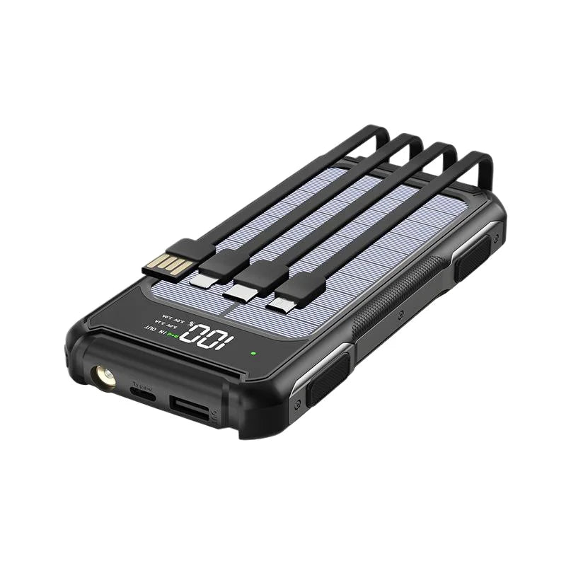 20000 mAh Solar Powerbank mit Kabel & Display