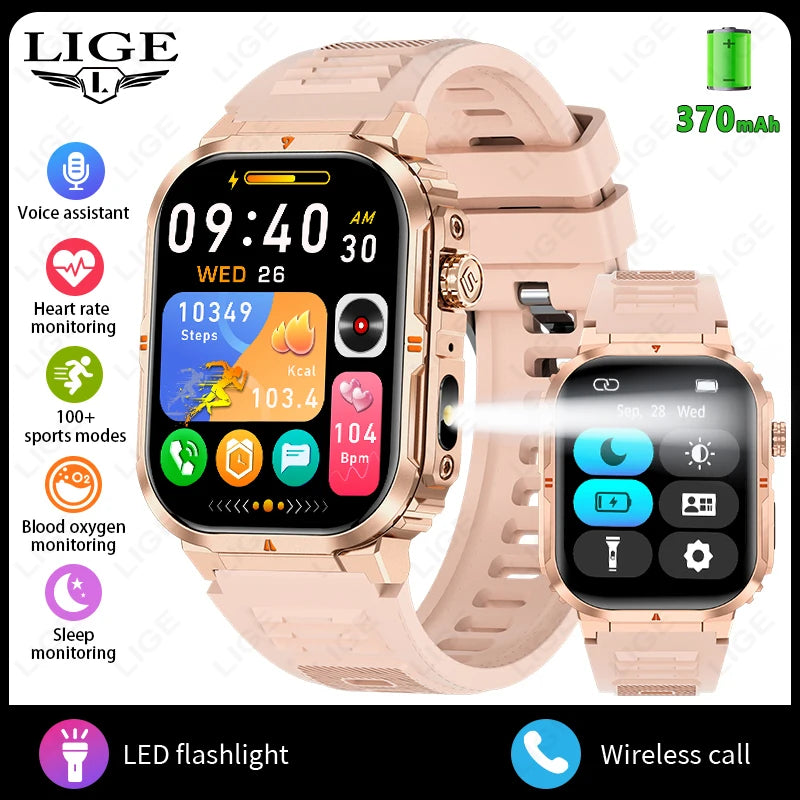 LIGE Outdoor Smartwatch mit LED & BT-Anruf 2024