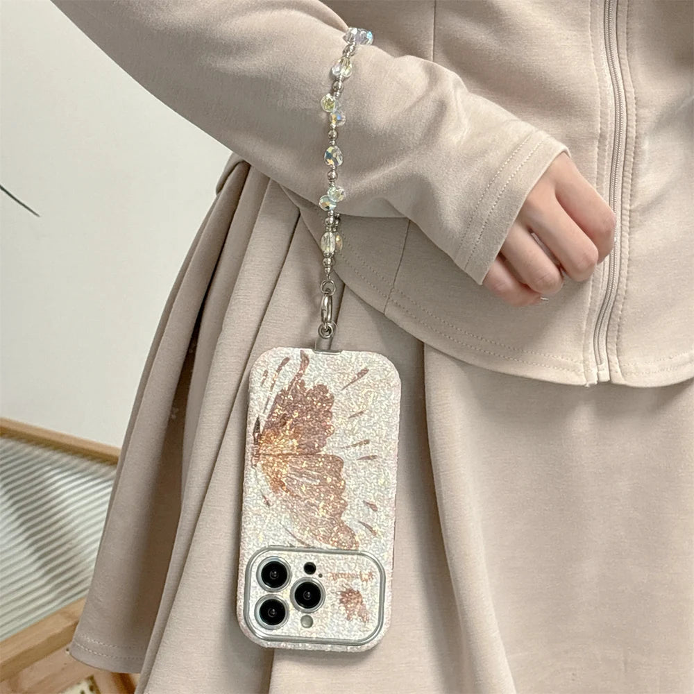 Schmetterling Hülle mit Perlenkette für iPhone 17