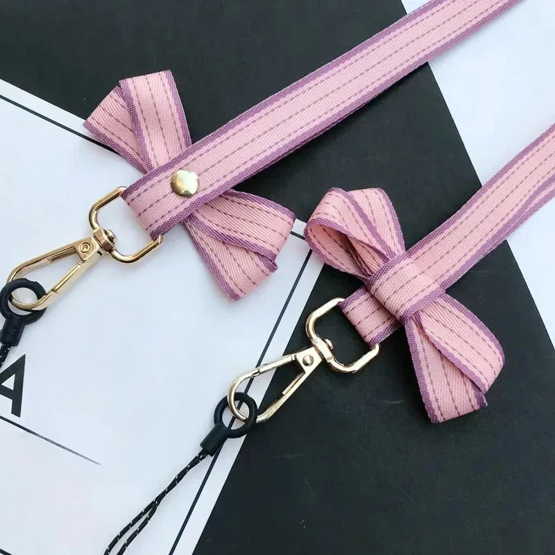 Koreanischer Chic Handy-Lanyard mit gestreiftem Bogen