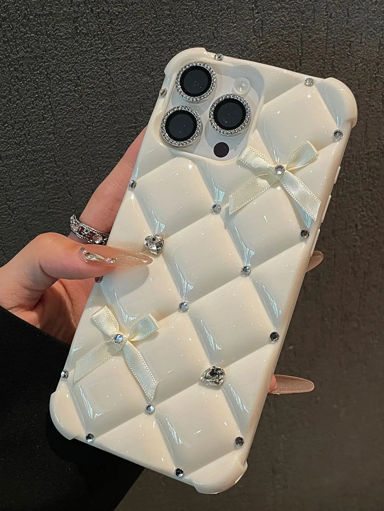 Luxury Glitter Rhinestone Bow Case for iPhone 17