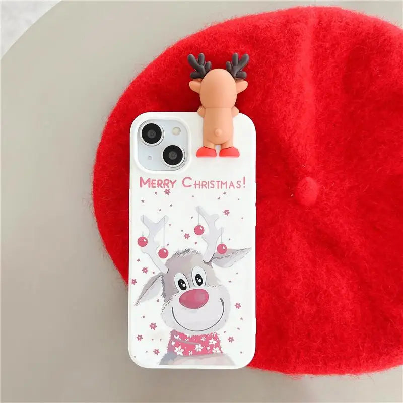 3D Christmas Reindeer TPU Case for iPhone 16 Pro Max