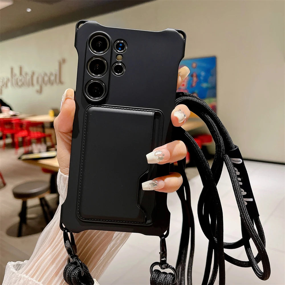 Luxus Crossbody Kartenhülle für Samsung Galaxy S25–S22