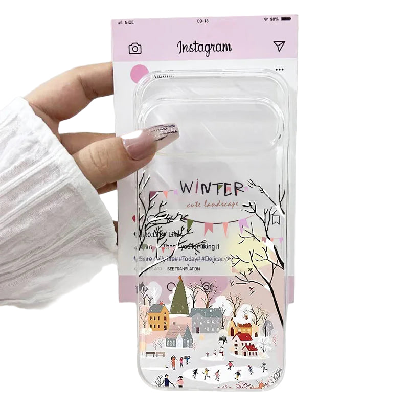 Beautiful winter phone case with snowy landscape for Google Pixel