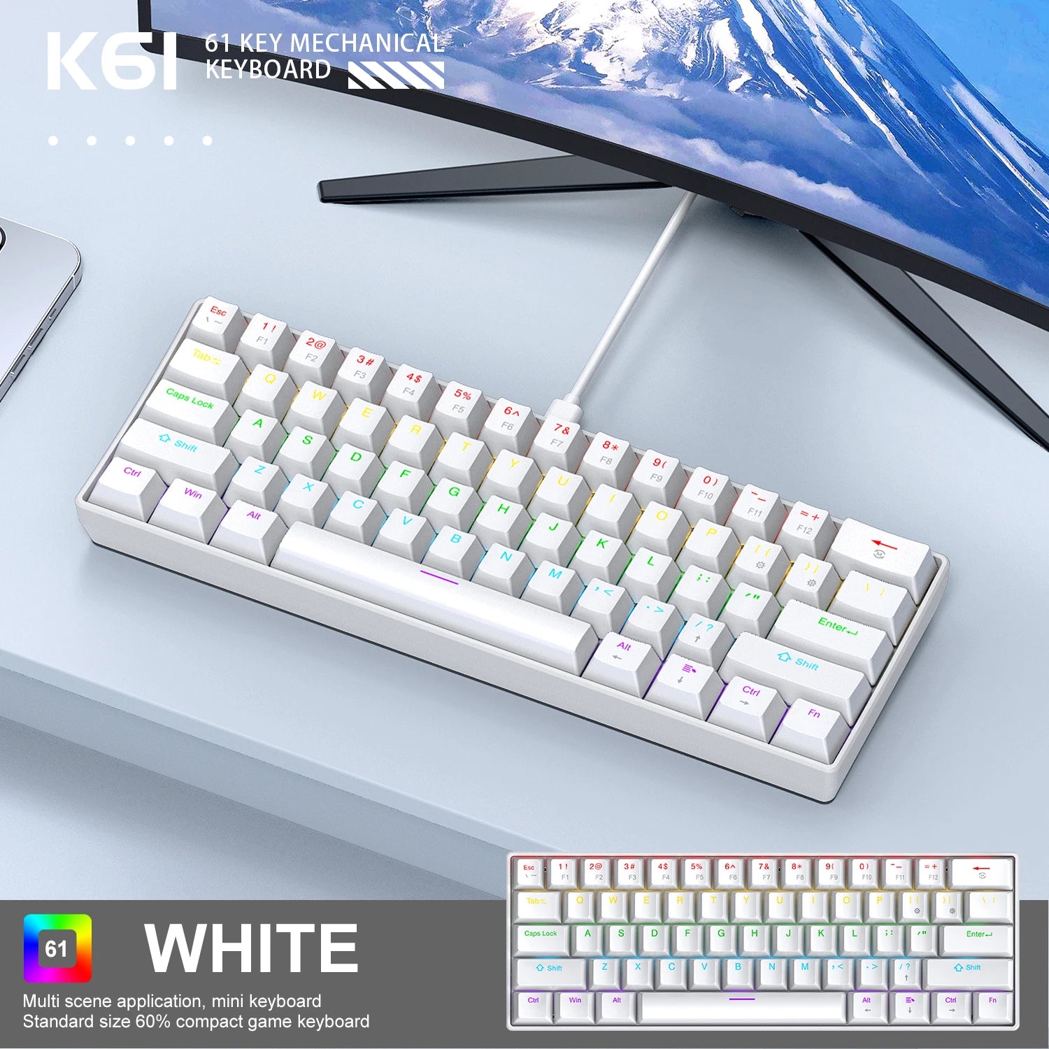 K61 60% Mechanische RGB Gaming-Tastatur