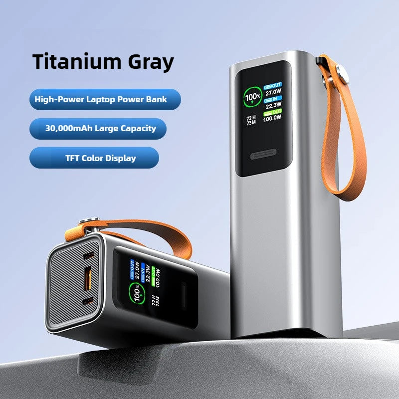 30000mAh Powerbank 100W PD Schnellladung TFT Display