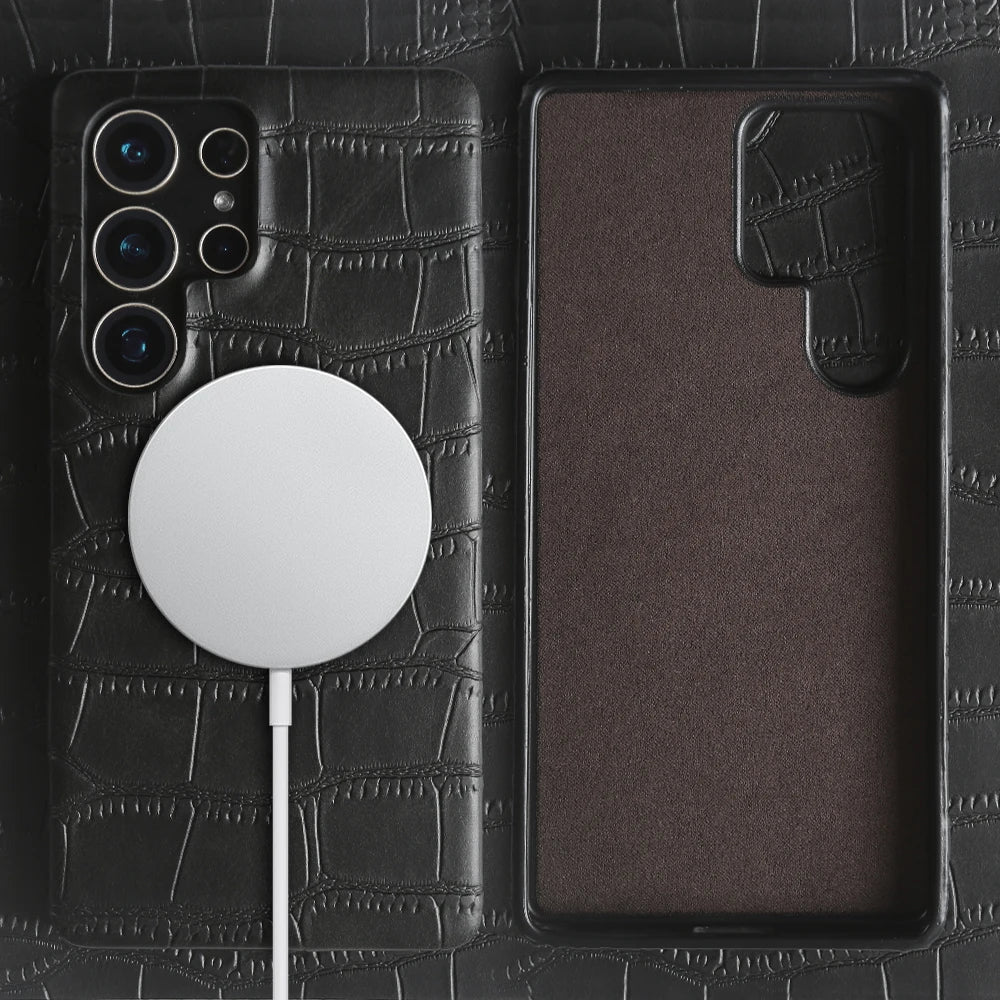 Luxus Leder Magsafe Hülle für Samsung Galaxy