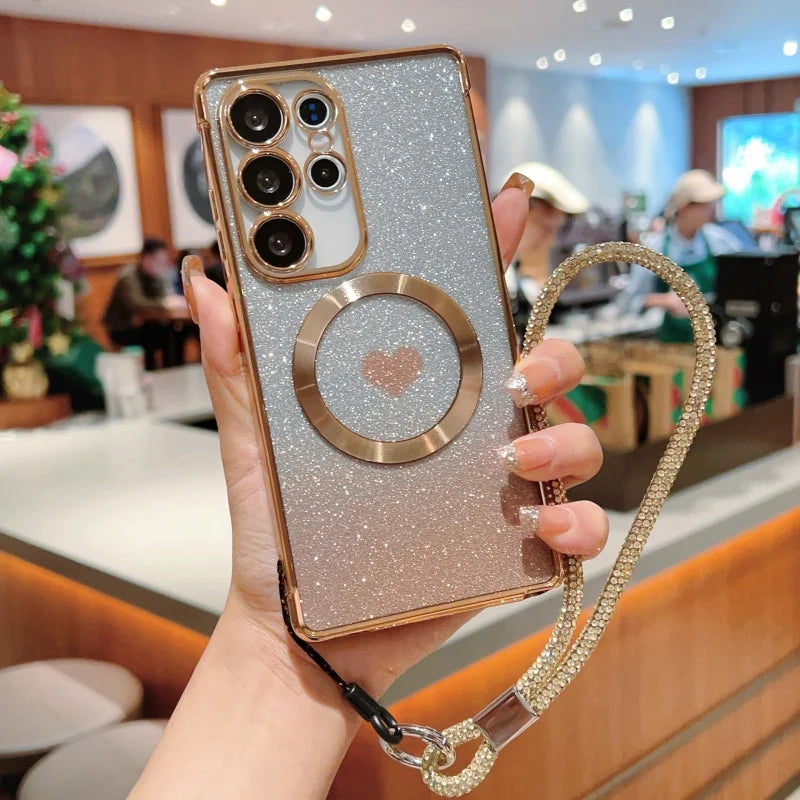 Glitzer Gradient Handgelenk Hülle für Samsung S25