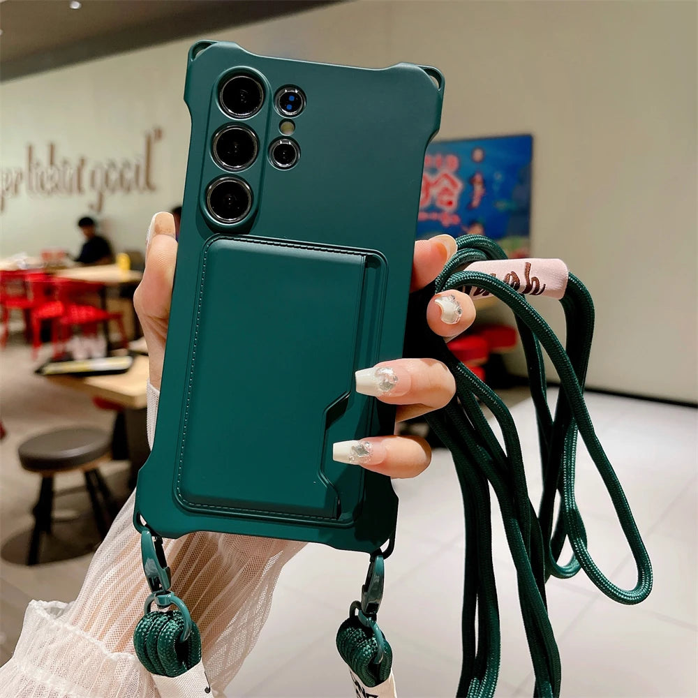 Luxus Crossbody Kartenhülle für Samsung Galaxy S25–S22