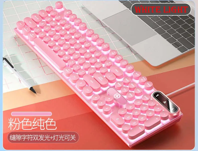 K500 Rosa Gaming-Tastatur, 104 Tasten, kabelgebunden