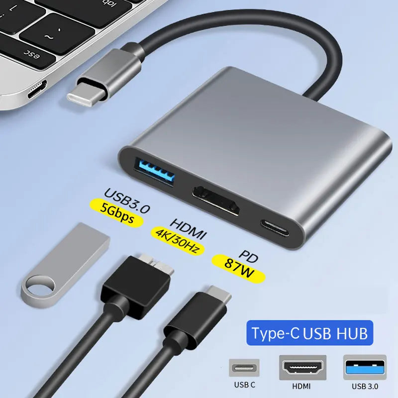 3-in-1 USB-C Hub 100W mit HDMI & USB3